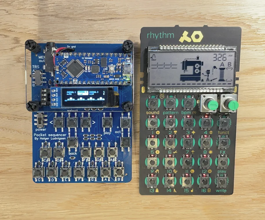Pocket Sequencer and Pocket Operator size compared